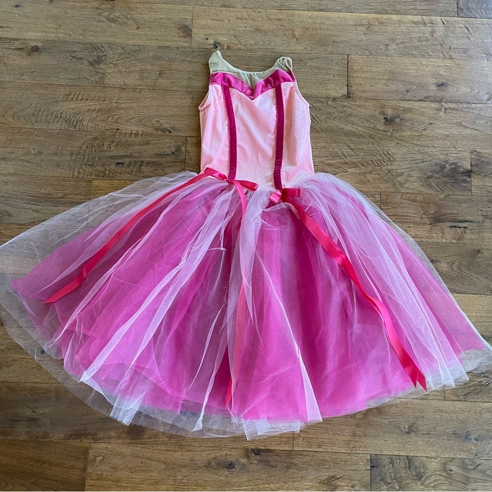 Weissman Girls Pink Ballet Dance Costume Tulle Skirt with Bow Detail Small